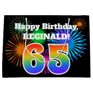 Roliga fyrverkerier + Regnbågemönster "65"