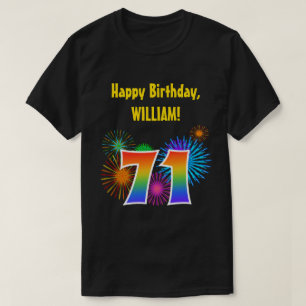 Roliga fyrverkerier + Regnbågemönster "71" T Shirt