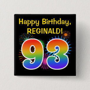 Roliga fyrverkerier + Regnbågemönster "93" Knapp