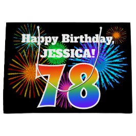 Roliga fyrverkerier + regnbågsmönster "78" Födelse