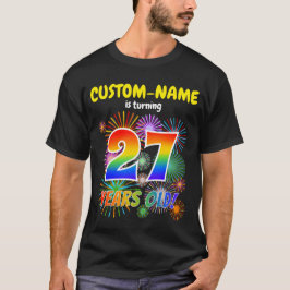 Roliga fyrverkerier, regnbågsutseende "27", 27-års t shirt