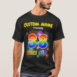 Roliga fyrverkerier, regnbågsutseende "38", 38-års t shirt