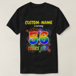 Roliga fyrverkerier, regnbågsutseende "56", 56-års t shirt