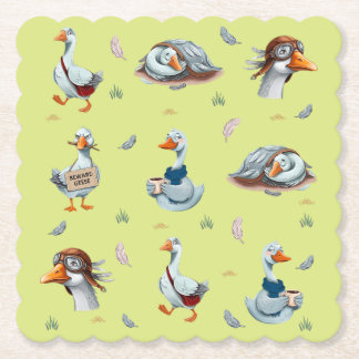 Roliga Gäss Mönster – Whimsical Gås Tryck Underlägg Papper