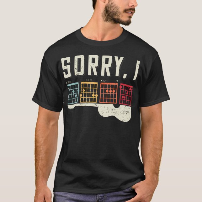 Roliga gitarrälskare gömd meddelande Ursäkta om ja T Shirt (Framsida)