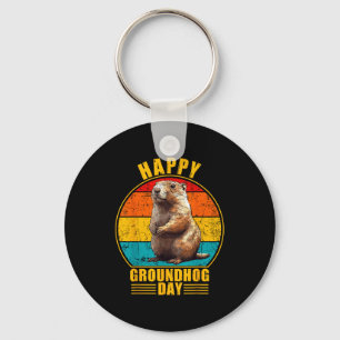 Roliga Glad Groundhog Day 2025 Dekorationer Retro Nyckelring