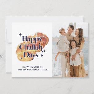 Roliga Glada Challah Dagar Hanukkah Anpassad Foto Julkort