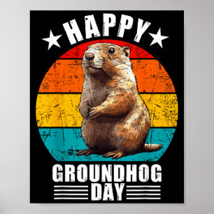 Roliga glada Groundhog Day-dekorationer 2025 Retro Poster