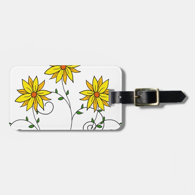 Roliga glada gula blommor Doodle Art Bagagebricka (Horisontell Framsida)