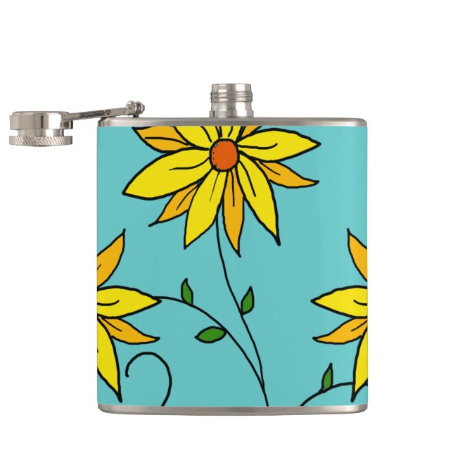 Roliga glada gula blommor Doodle Art Fickplunta (Öppnad)