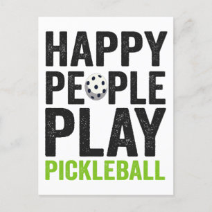 Roliga Glada Människor Spelar Pickleball Dink Spor Vykort