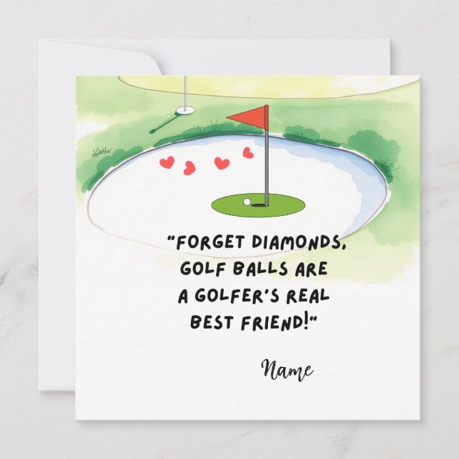 Roliga golfcitat för golfare alla hjärtans dag julkort (Framsida)