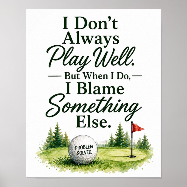 Roliga golfcitat för golfare poster (Framsidan)