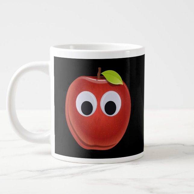 Roliga Googly-ögon Röd Apple Jättekaffemugg Jumbo Mugg (Vänster)