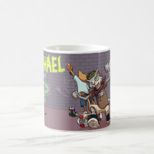 Roliga gränderkatter lägger till namnet Skateboard Kaffemugg