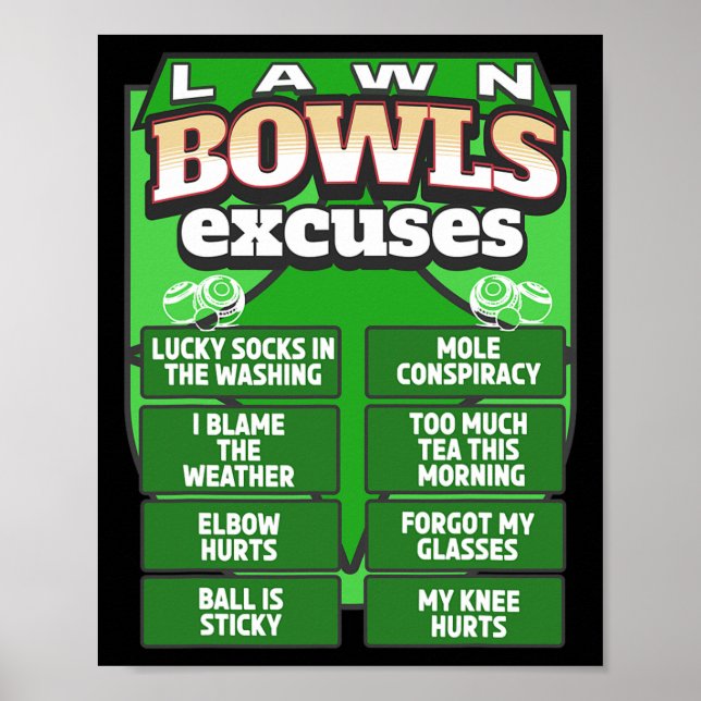 Roliga Gräsmattbowl ursäkter idé för män och gräsm Poster (Framsidan)