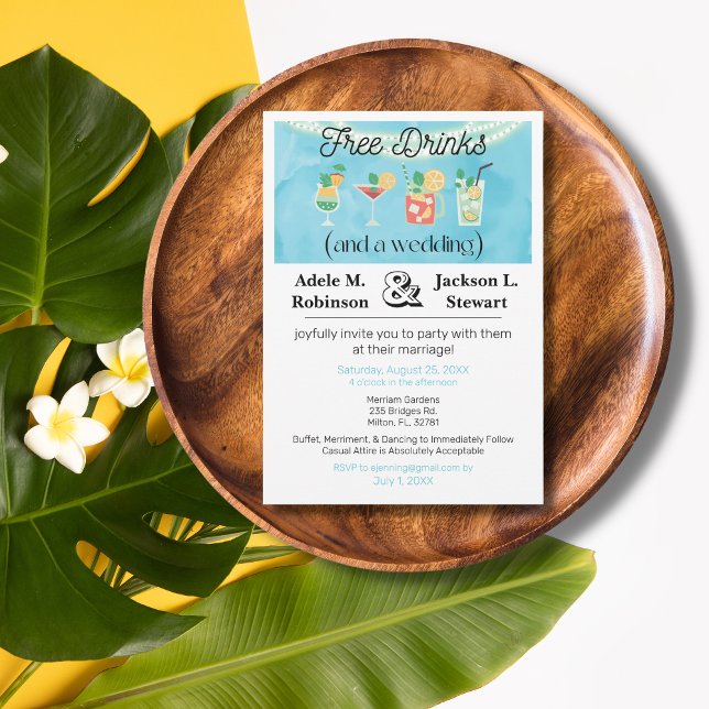 Roliga Gratis Drycker (och en Bröllopsinbjudan) Inbjudningar (Skapare uppladdad)