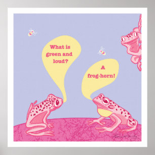 Roliga grodor konsttryck - Rosa & blå Poster