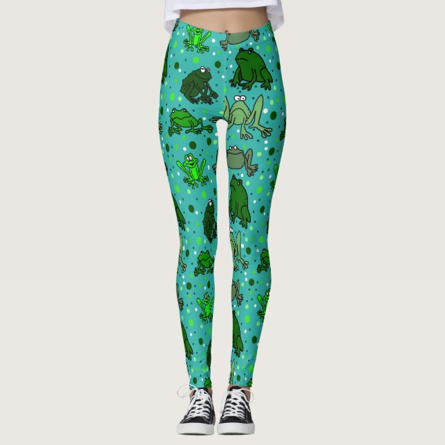 Roliga grodor tecknade leggingar leggings (Framsida)