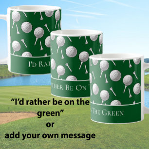 Roliga Gröna Golfbollar och Trä Tee med Anpassbar Kaffemugg