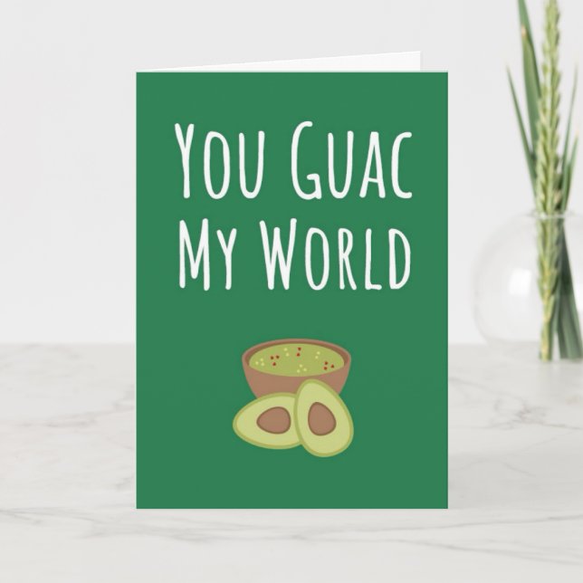 Roliga Gröna Guacamole-kort Avokado Söt Puns Frukt Kort (Framsida)