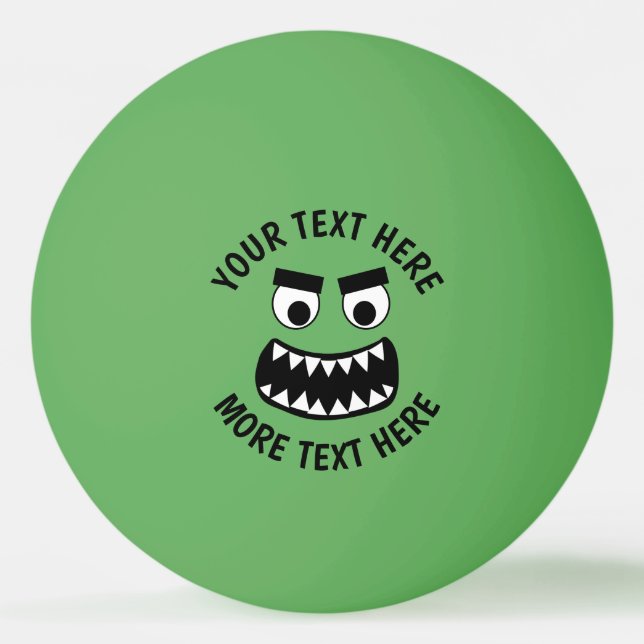 Roliga gröna monster tänder anpassad bordtennis pingisboll (Framsidan)