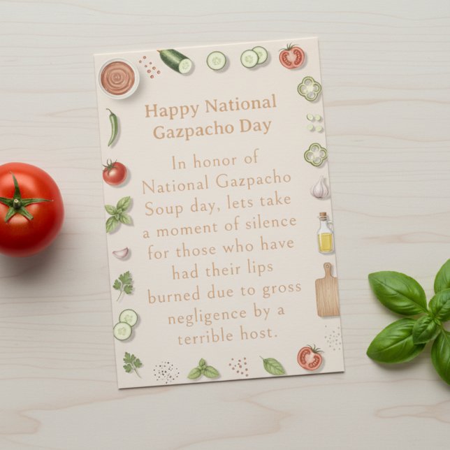 roliga grönsaker National Gazpacho-dagen Tack Kort (Skapare uppladdad)