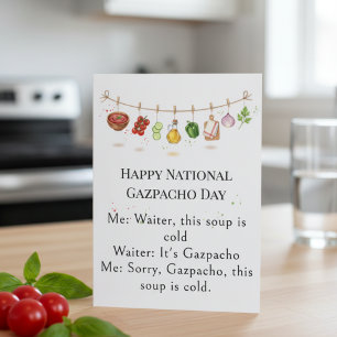 roliga grönsaker National Gazpacho Day Tack Kort