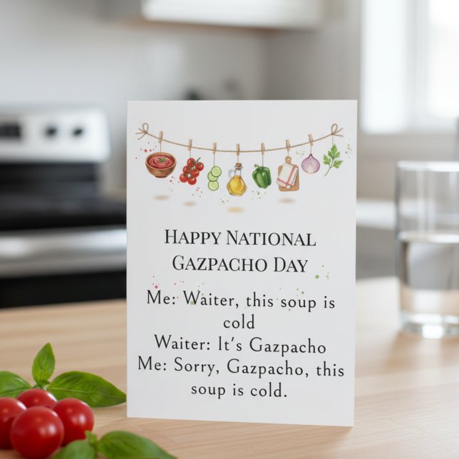 roliga grönsaker National Gazpacho Day Tack Kort (Skapare uppladdad)