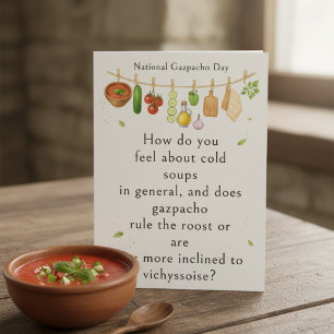 roliga grönsaker Nationella Gazpacho-dagen Tack Kort