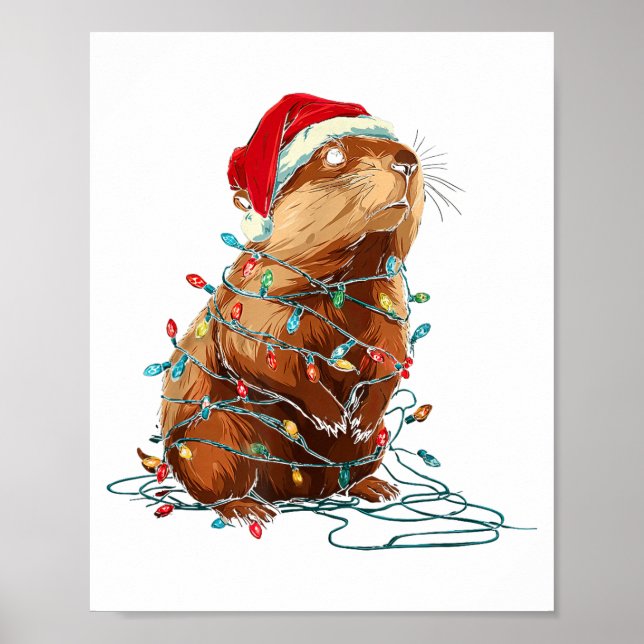 Roliga Groundhog julgrafik Djur Ljus L Poster (Framsidan)