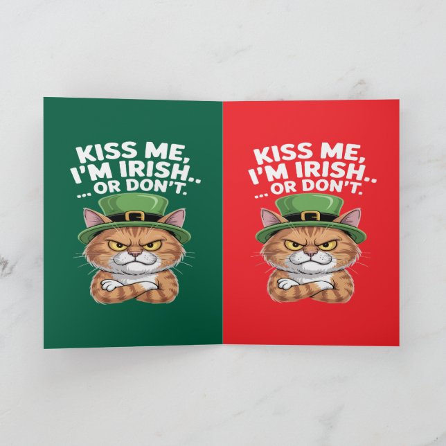 Roliga Grumpy Cat St. Patrick's Day "Kyss Mig Kort (Inuti)