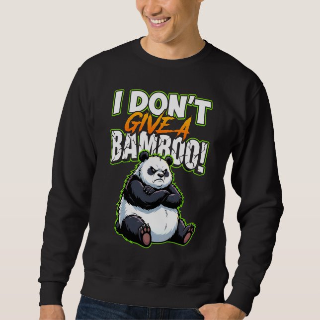 Roliga Grumpy Panda Ge Inte Bambu Lång Ärmad Tröja (Framsida)