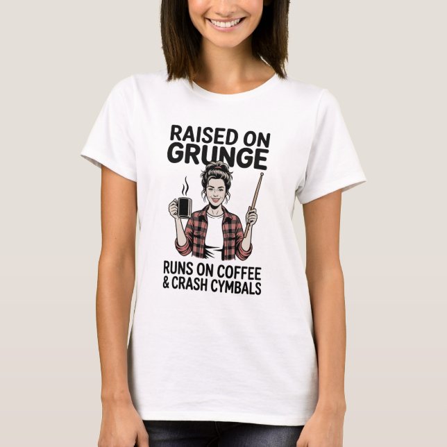 Roliga Grunge Coffee & Crash Cymbal Tröjor för Mam (Framsida)