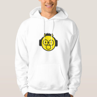Roliga gula hörlurar med ansikte hoodie