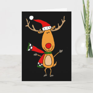 Roliga gulliga Rudolph Röd-Nosed renen Helgkort