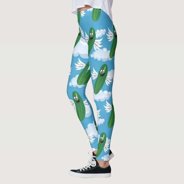 Roliga Gurkpickles Mat Humor Fantasy Emojis Leggings (Vänster)