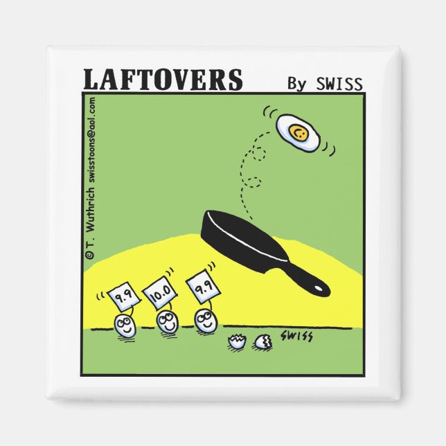 Roliga gymnasttecknadägg Laftovers Magnet (Framsidan)