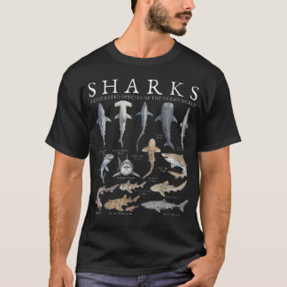Roliga hajar från hela världen marinbiologi havet t shirt