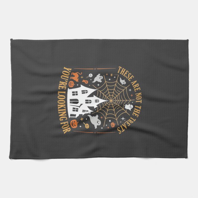 Roliga Halloween-godsaker Spök-husdesign_ Kökshandduk (Horisontell)
