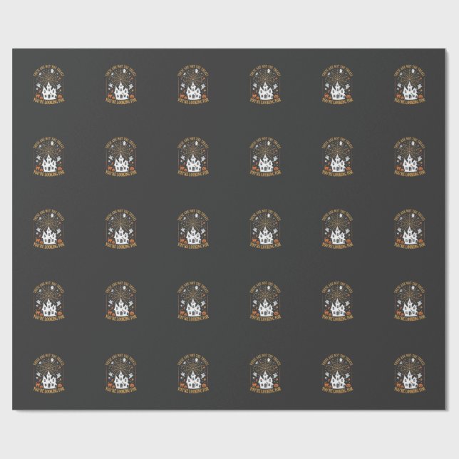 Roliga Halloween-godsaker Spök-husdesign_ Presentpapper (Platt)