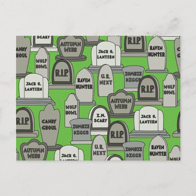 Roliga Halloween Gravestones Vykort (Framsida)