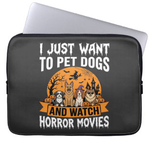 Roliga Halloween Hundar Skräckfilmer Vektor Laptop Fodral