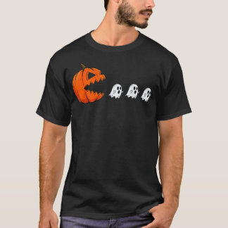 Roliga Halloween-pumpa ätande spök-gamare män T Shirt