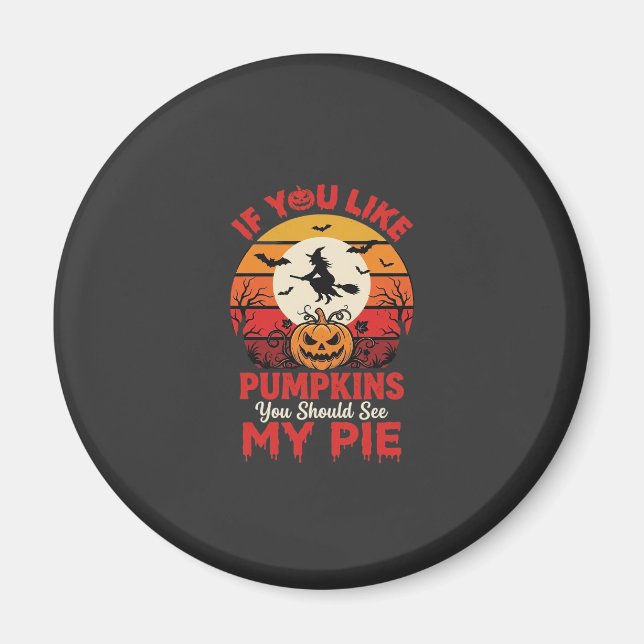 Roliga Halloween-pumpadekorationer pajs design_1 Magnet (Framsidan)