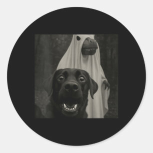 Roliga Halloween-selfie för kvinnor med svart labr Runt Klistermärke