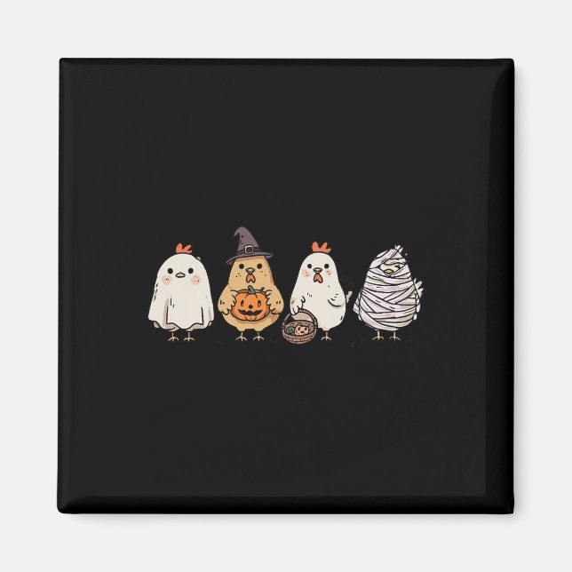 Roliga Halloween-spöken Skumma Kycklingar Spökhöna Magnet (Framsidan)