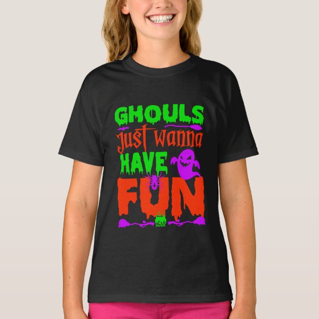 Roliga Halloween-spöken Vill Bara Ha Kul T Shirt (Framsida)