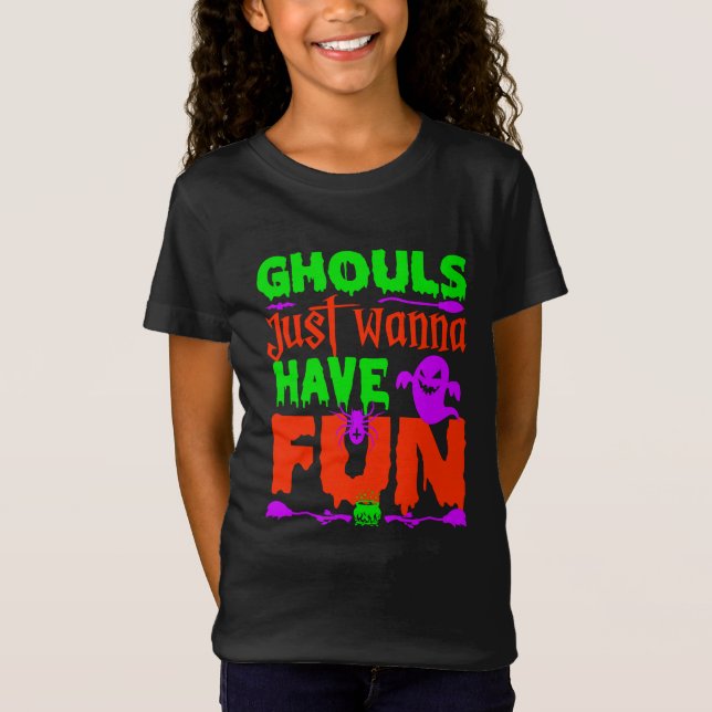 Roliga Halloween-spöken Vill Bara Ha Kul T Shirt (Framsida)