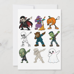 Roliga Halloweenfigurer dabbar Inbjudningar